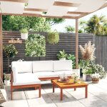 Vidaxl salon de jardin 5 pi�ces avec coussins cr�me 63 x 63 cm