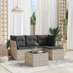 Vidaxl salon de jardin 5 pcs avec coussins gris clair rsine tresse