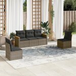 Vidaxl salon de jardin 5 pcs avec coussins gris r�sine tress�e