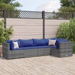 Vidaxl salon de jardin 5 pcs avec coussins gris rsine tresse