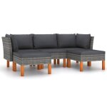 Vidaxl salon de jardin 5 pcs avec coussins rsine tresse gris