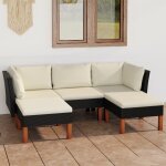 Vidaxl salon de jardin 5 pcs avec coussins r�sine tress�e noir