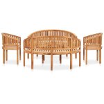 Vidaxl salon de jardin 5 pcs en forme de banane bois de teck solide