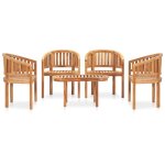 Vidaxl salon de jardin 5 pcs en forme de banane bois de teck solide