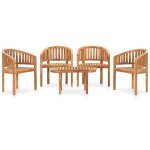 Vidaxl salon de jardin 5 pcs en forme de banane bois de teck solide Vidaxl salon de jardin 5 pcs en forme de banane bois de teck solide
