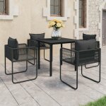 Vidaxl salon de jardin 5 pcs pvc r�sine tress�e noir