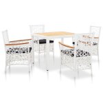 Vidaxl salon de jardin 5 pcs r�sine tress�e blanc