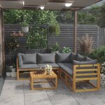 Vidaxl salon de jardin 6 pcs avec coussin bois d'acacia solide