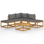 Vidaxl salon de jardin 6 pcs avec coussins bois d'acacia solide