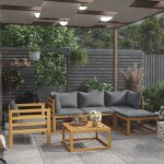 Vidaxl salon de jardin 6 pcs avec coussin bois d'acacia solide
