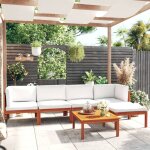 Vidaxl salon de jardin 6 pcs avec coussins cr�me bois d'acacia solide