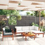 Vidaxl salon de jardin 6 pcs avec coussins cr�me bois d'acacia solide