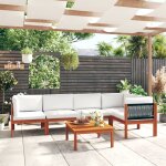 Vidaxl salon de jardin 6 pi�ces avec coussins cr�me 63 x 63 cm