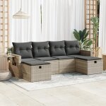 Vidaxl salon de jardin 6 pcs avec coussins gris clair rsine tresse