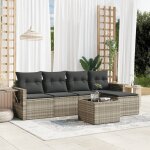 Vidaxl salon de jardin 6 pcs avec coussins gris clair rsine tresse