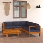 Vidaxl salon de jardin 6 pcs avec coussins gris fonc bois d'acacia