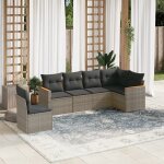 Vidaxl salon de jardin 6 pcs avec coussins gris rsine tresse