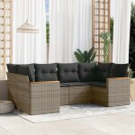 Vidaxl salon de jardin 6 pcs avec coussins gris rsine tresse