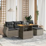 Vidaxl salon de jardin 6 pcs avec coussins gris rsine tresse