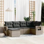 Vidaxl salon de jardin 6 pcs avec coussins gris r�sine tress�e