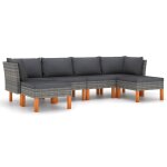 Vidaxl salon de jardin 6 pcs avec coussins rsine tresse gris
