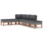 Vidaxl salon de jardin 6 pcs avec coussins rsine tresse gris