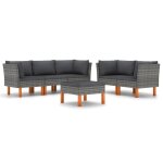 Vidaxl salon de jardin 6 pcs avec coussins rsine tresse gris