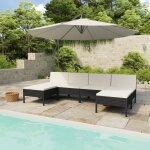 Vidaxl salon de jardin 6 pcs avec coussins r�sine tress�e noir
