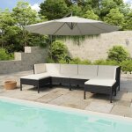 Vidaxl salon de jardin 6 pcs avec coussins r�sine tress�e noir