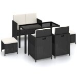 Vidaxl salon de jardin 6 pcs avec coussins résine tressée noir Vidaxl salon de jardin 6 pcs avec coussins résine tressée noir