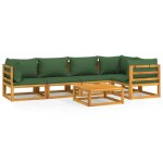 Vidaxl salon de jardin 6 pcs avec coussins vert bois massif Vidaxl salon de jardin 6 pcs avec coussins vert bois massif