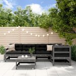 Vidaxl salon de jardin 6 pcs gris bois de pin massif