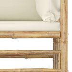 Vidaxl salon de jardin 7 pcs avec coussins blanc crme bambou