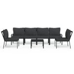 Vidaxl salon de jardin 7 pcs avec coussins gris bambou acier
