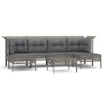 Vidaxl salon de jardin 7 pcs avec coussins gris r�sine tress�e