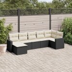 Vidaxl salon de jardin 7 pcs avec coussins noir r�sine tress�e