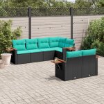 Vidaxl salon de jardin 7 pcs avec coussins noir r�sine tress�e