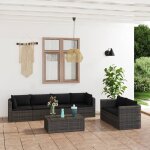 Vidaxl salon de jardin 7 pcs avec coussins rsine tresse gris