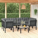 Vidaxl salon de jardin 7 pcs noir et gris r�sine tress�e