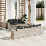 Vidaxl salon de jardin 8 pcs avec coussins gris clair rsine tresse