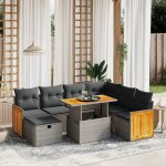 Vidaxl salon de jardin 8 pcs avec coussins gris rsine tresse
