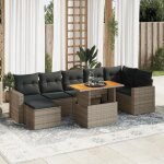 Vidaxl salon de jardin 8 pcs avec coussins gris r�sine tress�e