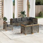 Vidaxl salon de jardin 8 pcs avec coussins gris r�sine tress�e