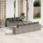 Vidaxl salon de jardin 8 pcs avec coussins gris r�sine tress�e
