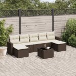 Vidaxl salon de jardin 8 pcs avec coussins marron résine tressée Vidaxl salon de jardin 8 pcs avec coussins marron résine tressée