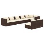 Vidaxl salon de jardin 8 pcs avec coussins marron r�sine tress�e