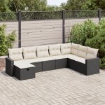 Vidaxl salon de jardin 8 pcs avec coussins noir r�sine tress�e