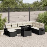 Vidaxl salon de jardin 8 pcs avec coussins noir r�sine tress�e