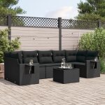 Vidaxl salon de jardin 8 pcs avec coussins noir r�sine tress�e