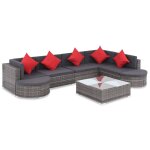 Vidaxl salon de jardin 8 pcs avec coussins r�sine tress�e gris